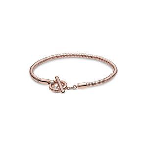 Pandora Moments 14K Rose Gold Plated T-Bar Snake Chain Bracelet